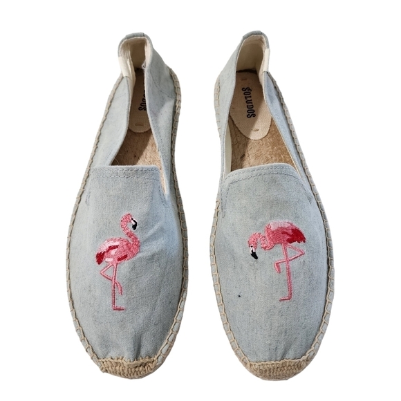 SOLUDOS Blue Flamingo Platform Smoking Slipper Size 10 - Picture 2 of 7